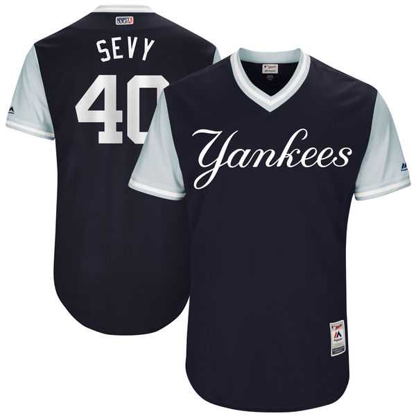 Men's New York Yankees #40 Luis Severino Sevy Majestic Navy 2017 Little League World Series Players Weekend Jersey