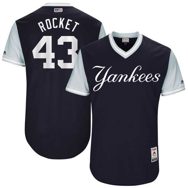 Men's New York Yankees #43 Adam Warren Rocket Majestic Navy 2017 Little League World Series Players Weekend Jersey Men's New York Yankees #43 Adam Warren Rocket Majestic Navy 2017 Little League World Series Players Weekend Jersey