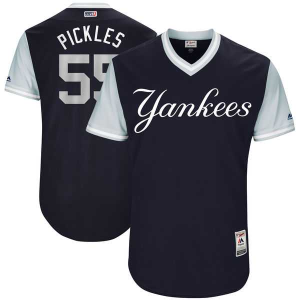 Men's New York Yankees #55 Sonny Gray Pickles Majestic Navy 2017 Little League World Series Players Weekend Jersey