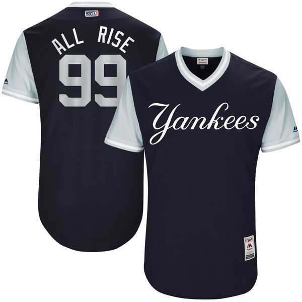 Men's New York Yankees #99 Aaron Judge All Rise Majestic Navy 2017 Little League World Series Players Weekend Jersey