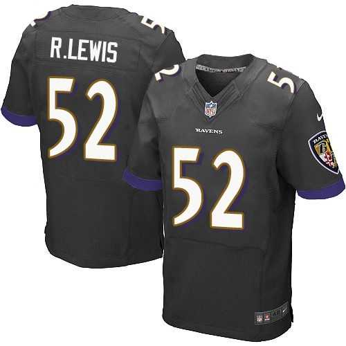 Men's Nike Baltimore Ravens #52 Ray Lewis Elite Black Alternate NFL Jersey