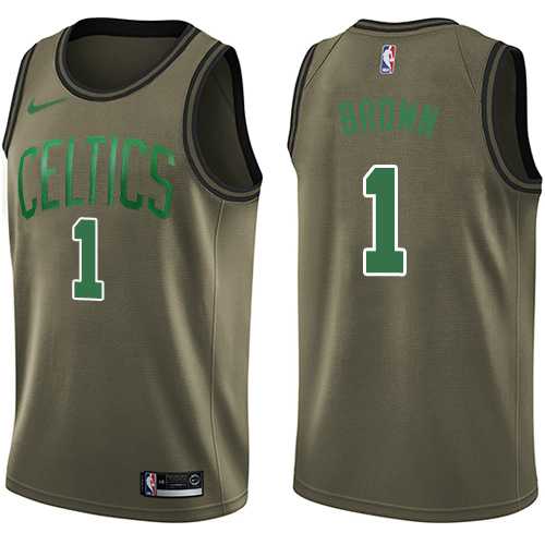 Men's Nike Boston Celtics #1 Walter Brown Green Salute to Service NBA Swingman Jersey