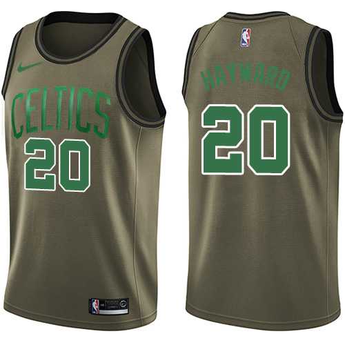 Men's Nike Boston Celtics #20 Gordon Hayward Green Salute to Service NBA Swingman Jersey