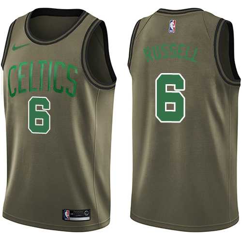Men's Nike Boston Celtics #6 Bill Russell Green Salute to Service NBA Swingman Jersey