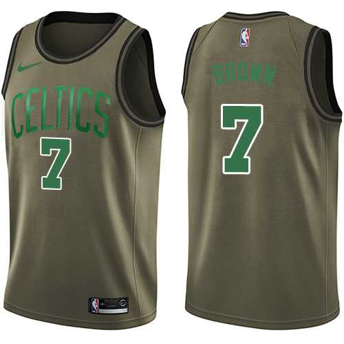 Men's Nike Boston Celtics #7 Jaylen Brown Green Salute to Service NBA Swingman Jersey