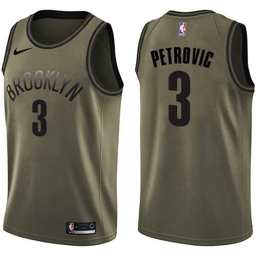 Men's Nike Brooklyn Nets #3 Drazen Petrovic Green Salute to Service NBA Swingman Jersey