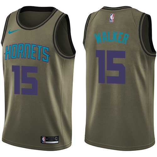 Men's Nike Charlotte Hornets #15 Kemba Walker Green Salute to Service NBA Swingman Jersey