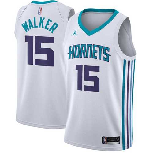 Men's Nike Charlotte Hornets #15 Kemba Walker White NBA Jordan Swingman Association Edition Jersey