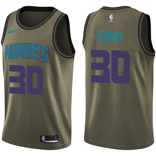 Men's Nike Charlotte Hornets #30 Dell Curry Green Salute to Service NBA Swingman Jersey