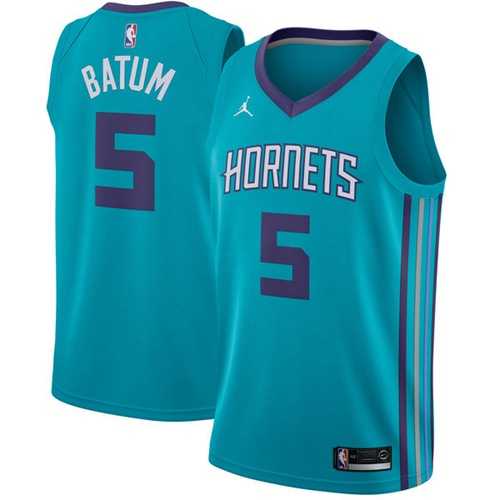 Men's Nike Charlotte Hornets #5 Nicolas Batum Teal NBA Jordan Swingman Icon Edition Jersey
