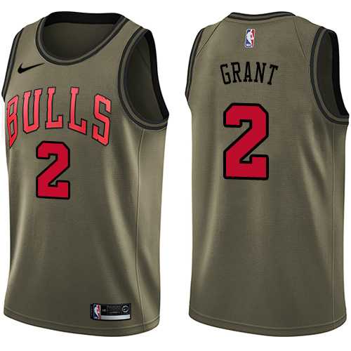 Men's Nike Chicago Bulls #2 Jerian Grant Green Salute to Service NBA Swingman Jersey