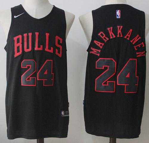 Men's Nike Chicago Bulls #24 Lauri Markkanen Black Fashion NBA Swingman Jersey
