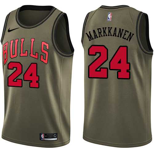 Men's Nike Chicago Bulls #24 Lauri Markkanen Green Salute to Service NBA Swingman Jersey