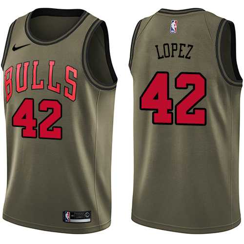 Men's Nike Chicago Bulls #42 Robin Lopez Green Salute to Service NBA Swingman Jersey