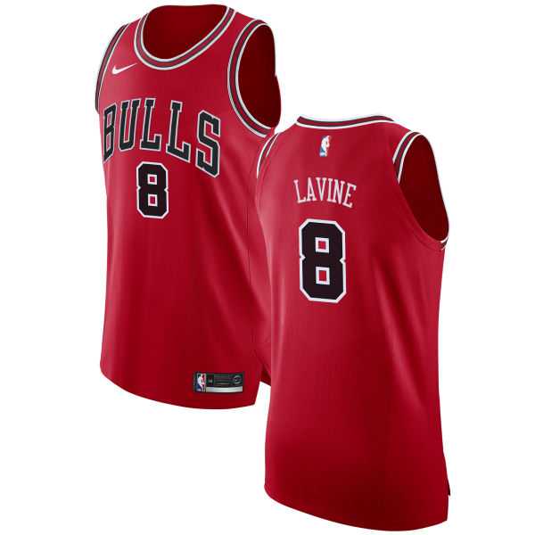 Men's Nike Chicago Bulls #8 Zach LaVine Red NBA Authentic Icon Edition Jersey