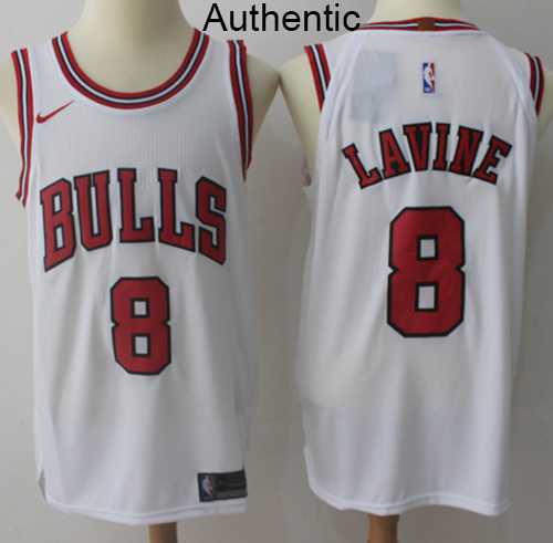 Men's Nike Chicago Bulls #8 Zach LaVine White NBA Authentic Association Edition Jersey
