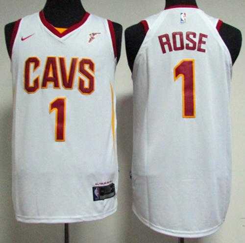 Men's Nike Cleveland Cavaliers #1 Derrick Rose White Stitched NBA Swingman Jersey