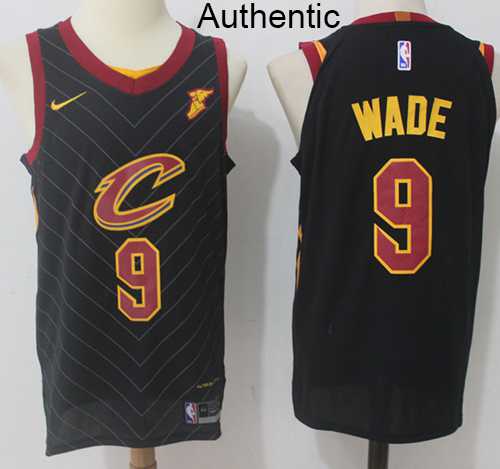 Men's Nike Cleveland Cavaliers #9 Dwyane Wade Black NBA Authentic Statement Edition Jersey