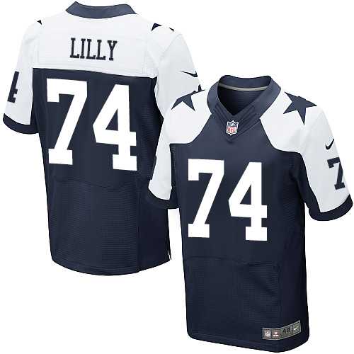Men's Nike Dallas Cowboys #74 Bob Lilly Elite Navy Blue Throwback Alternate NFL