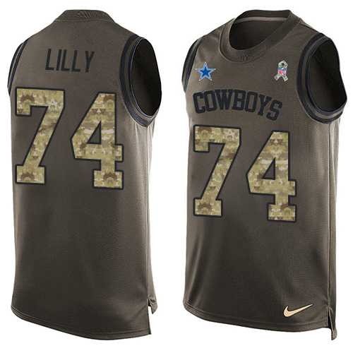 Men's Nike Dallas Cowboys #74 Bob Lilly Limited Green Salute to Service Tank Top NFL