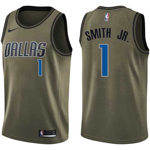 Men's Nike Dallas Mavericks #1 Dennis Smith Jr. Green Salute to Service NBA Swingman Jersey