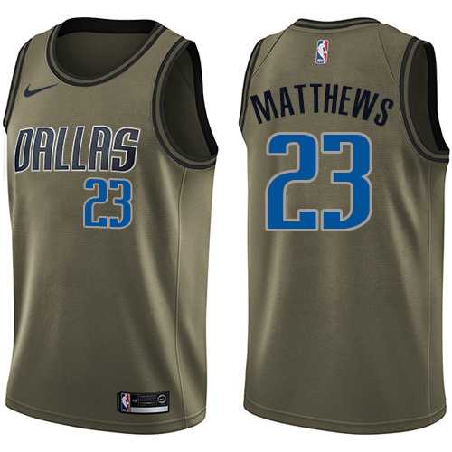 Men's Nike Dallas Mavericks #23 Wesley Matthews Green Salute to Service NBA Swingman Jersey