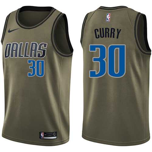 Men's Nike Dallas Mavericks #30 Seth Curry Green Salute to Service NBA Swingman Jersey