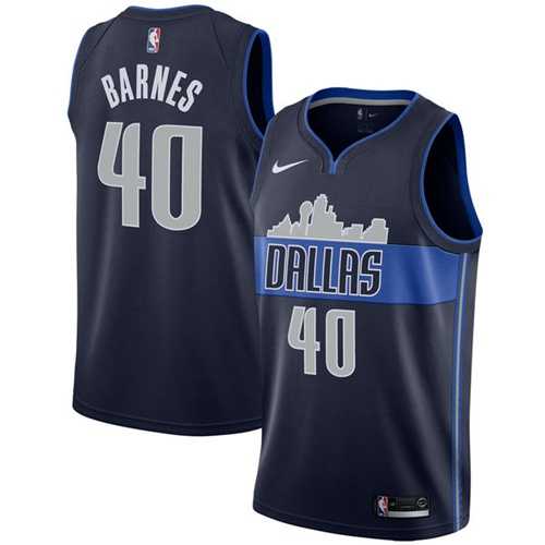Men's Nike Dallas Mavericks #40 Harrison Barnes Navy NBA Swingman Statement Edition Jersey