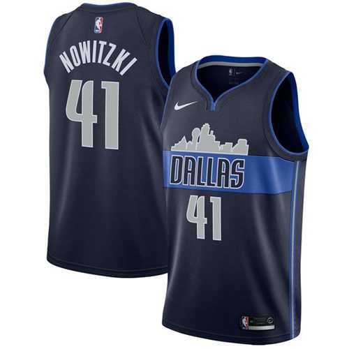 Men's Nike Dallas Mavericks #41 Dirk Nowitzki Navy NBA Swingman Statement Edition Jersey