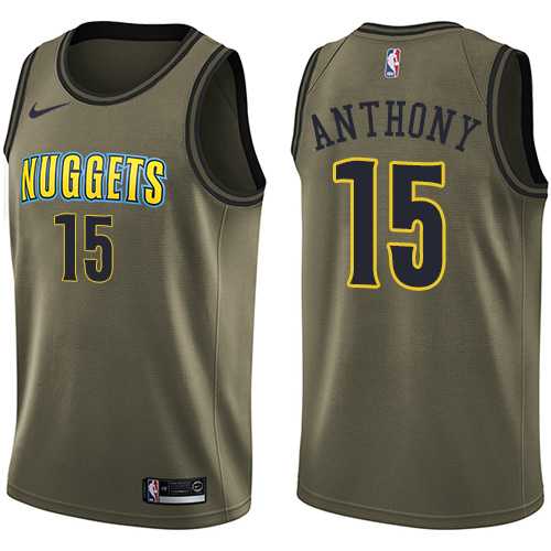 Men's Nike Denver Nuggets #15 Carmelo Anthony Green Salute to Service NBA Swingman Jersey