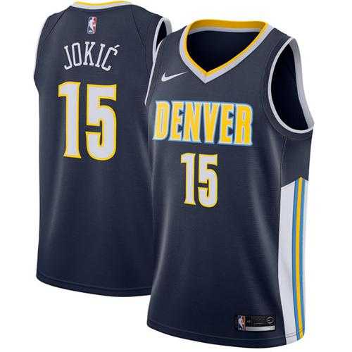 Men's Nike Denver Nuggets #15 Nikola Jokic Navy Stitched NBA Swingman Jersey