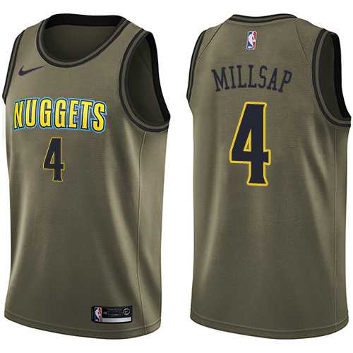 Men's Nike Denver Nuggets #4 Paul Millsap Green Salute to Service NBA Swingman Jersey