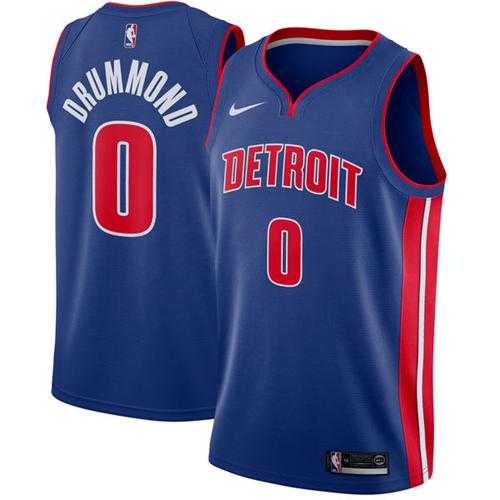 Men's Nike Detroit Pistons #0 Andre Drummond Blue Stitched NBA Swingman Jersey