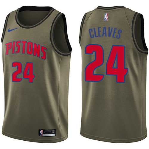 Men's Nike Detroit Pistons #24 Mateen Cleaves Green Salute to Service NBA Swingman Jersey