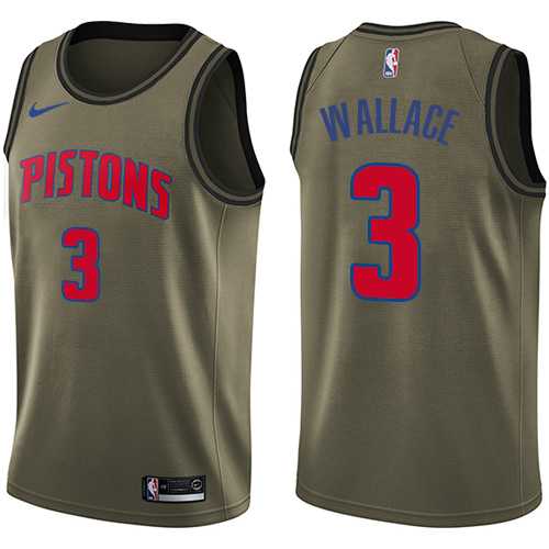 Men's Nike Detroit Pistons #3 Ben Wallace Green Salute to Service NBA Swingman Jersey