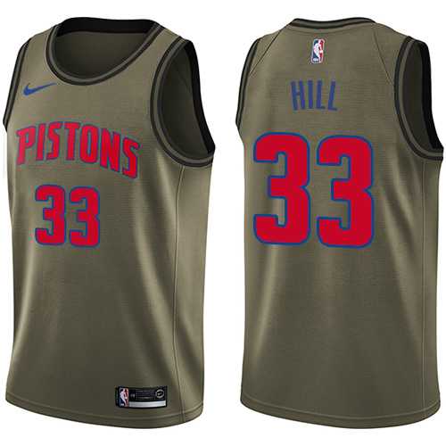 Men's Nike Detroit Pistons #33 Grant Hill Green Salute to Service NBA Swingman Jersey