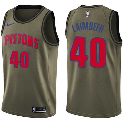 Men's Nike Detroit Pistons #40 Bill Laimbeer Green Salute to Service NBA Swingman Jersey