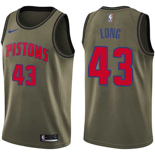 Men's Nike Detroit Pistons #43 Grant Long Green Salute to Service NBA Swingman Jersey
