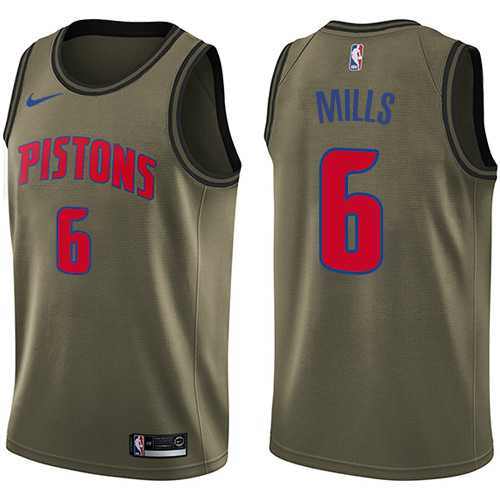Men's Nike Detroit Pistons #6 Terry Mills Green Salute to Service NBA Swingman Jersey