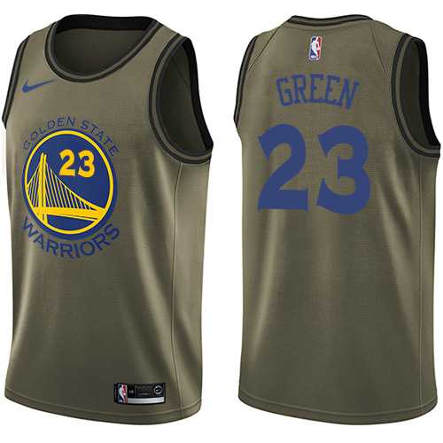 Men's Nike Golden State Warriors #23 Draymond Green Green Salute to Service NBA Swingman Jersey