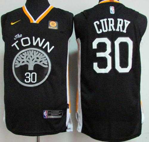 Men's Nike Golden State Warriors #30 Stephen Curry Black Stitched NBA Swingman Jersey