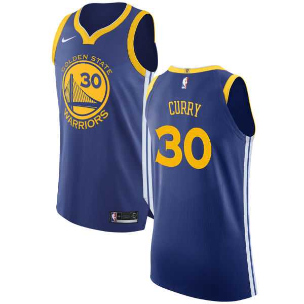 Men's Nike Golden State Warriors #30 Stephen Curry Blue NBA Authentic Icon Edition Jersey