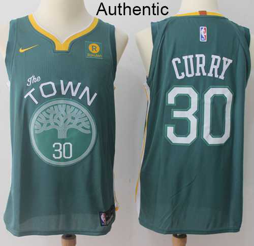 Men's Nike Golden State Warriors #30 Stephen Curry Green NBA Authentic Jersey