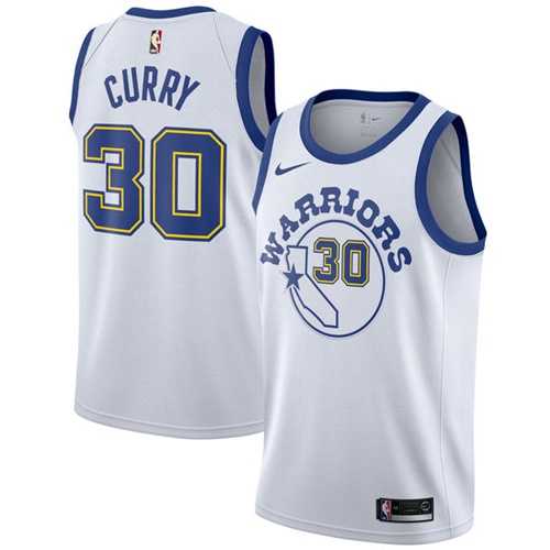 Men's Nike Golden State Warriors #30 Stephen Curry White Throwback NBA Swingman Hardwood Classics Jersey