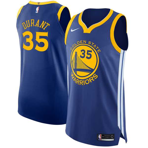 Men's Nike Golden State Warriors #35 Kevin Durant Blue NBA Authentic Icon Edition Jersey