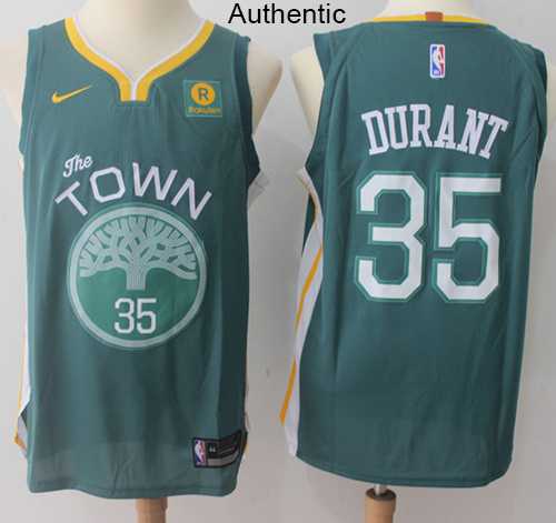 Men's Nike Golden State Warriors #35 Kevin Durant Green NBA Authentic Jersey