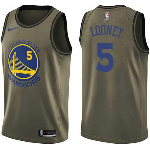 Men's Nike Golden State Warriors #5 Kevon Looney Green Salute to Service NBA Swingman Jersey