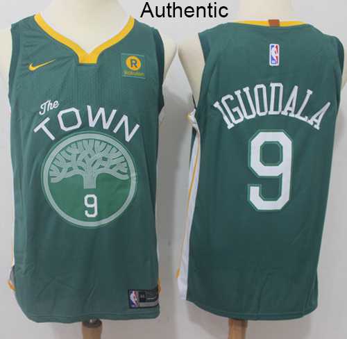 Men's Nike Golden State Warriors #9 Andre Iguodala Green NBA Authentic Jersey
