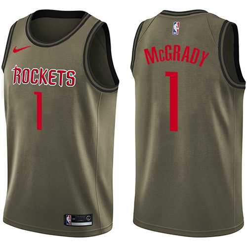 Men's Nike Houston Rockets #1 Tracy McGrady Green Salute to Service NBA Swingman Jersey