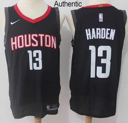 Men's Nike Houston Rockets #13 James Harden Black NBA Authentic Statement Edition Jersey